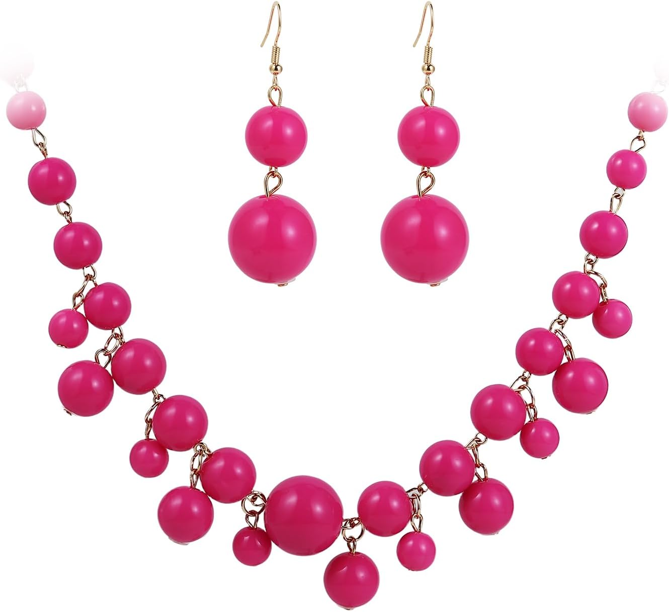Bohemian Colourful Exaggerated Round Acrylic Bead Pendant Chunky Necklace Set For Women Fashion Holiday Party Jewellery Personalised Clothing Accessory Gift image 5