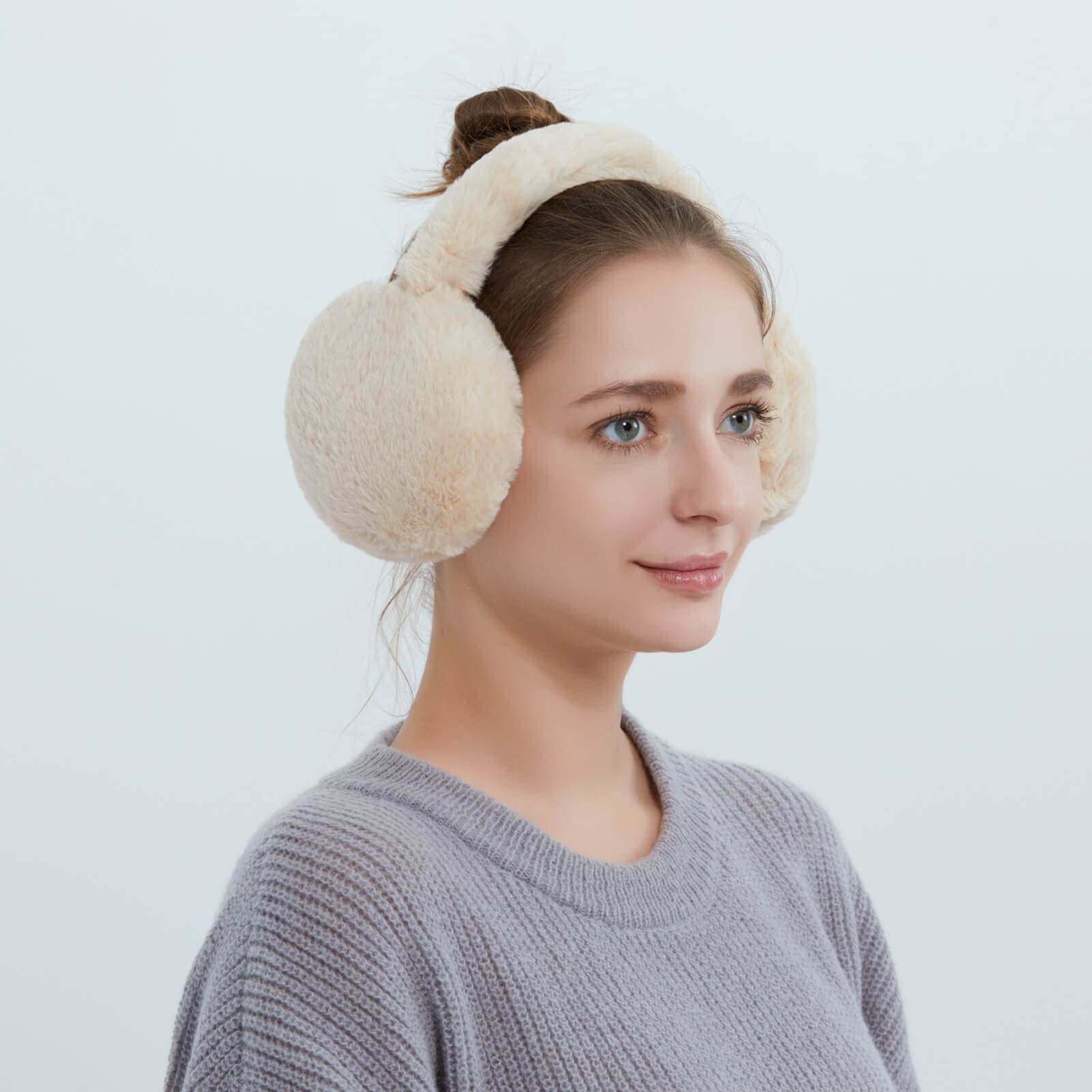 Kunstpelz Ohrenschützer für Damen Faltbare Pelzige Ohrenwärmer für Winter