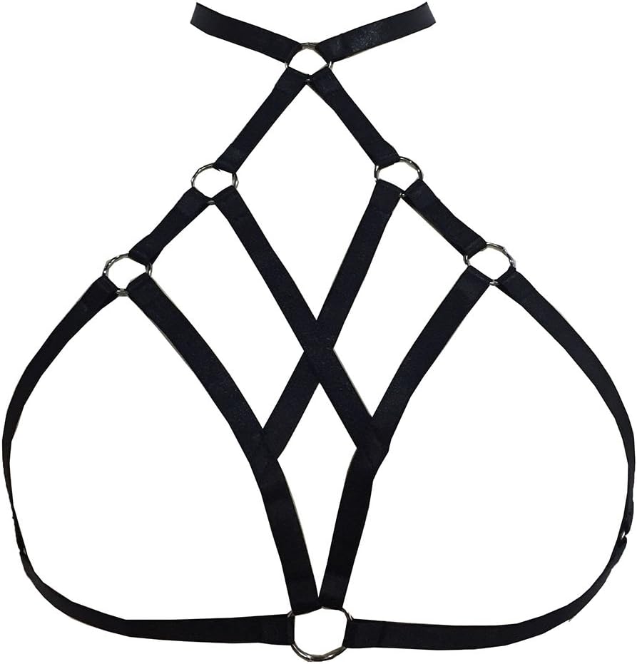 Body Harness Bra cage Carnival Party Photography Dance Accessories Clothing Women's Adjustable Punk Gothic Belt (Black)