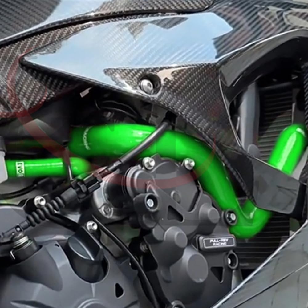 Motorcycle Silicone Radiator Heater Coolant Tube Pipe Hose Kit Compatible with Kawasaki ZX6R/ZX636 2009-2024 3ply 4mm (Red)