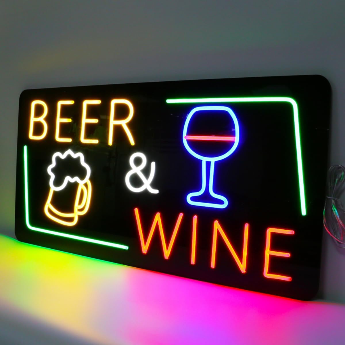 Beer and Wine LED Sign - 35 x 17 Inches Lighted Liquor Store Sign for Bars, Restaurants & Shops - Bright Neon Sign Beer and Wine LED Sign for Business Windows