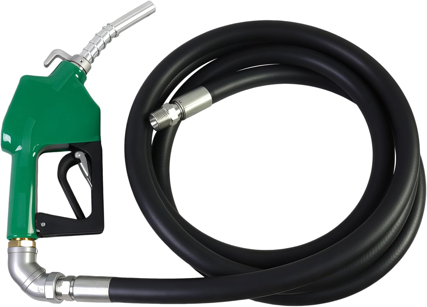 3/4'' x 10' Fuel Transfer Hose with Auto Fuel Nozzle and Fuel Transfer Swivel, 3/4" Inlet & 13/16" Outlet Fluid Oil Pump Tank Tube for Dispensing Diesel Gasoline Kerosene Biodiesel