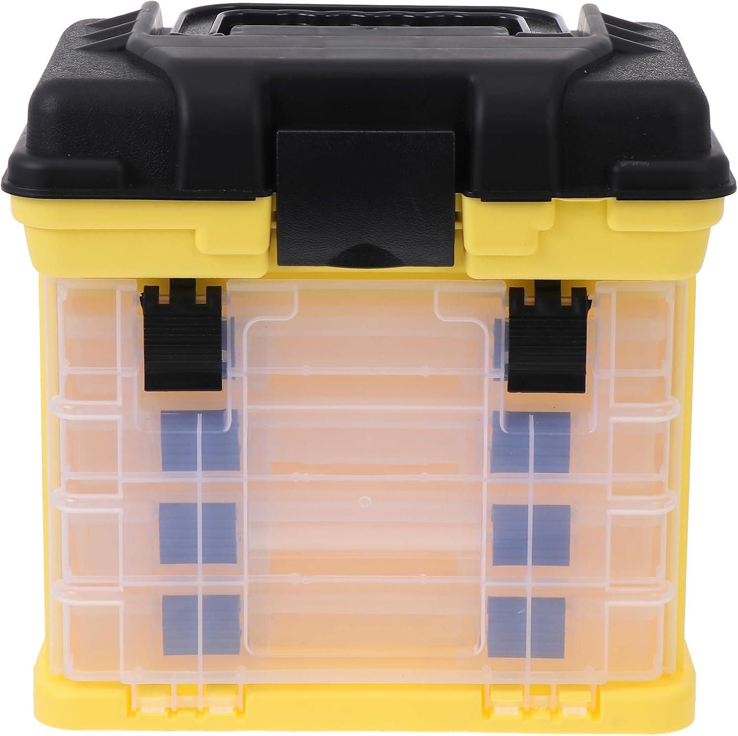 Multifunctional Fishing Lure Storage Box with 4 Layers, Portable Plastic Bait Organizer with Handle, Large Capacity Fishing Tackle Carry Case for Outdoor Anglers