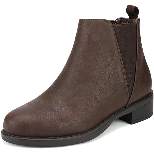 DREAM PAIRS Women's Ankle Boots Chunky Low Heel Chelsea Booties Slip On Elastic Fall Short Boots