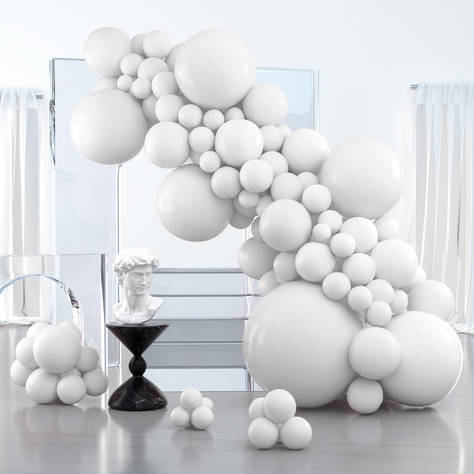 PartyWoo White Balloons 127pcs Different Sizes Pack of 36 18 12 10 5 Inch Matte White Latex Balloon Arch Kit Garland for Wedding Bridal Graduation