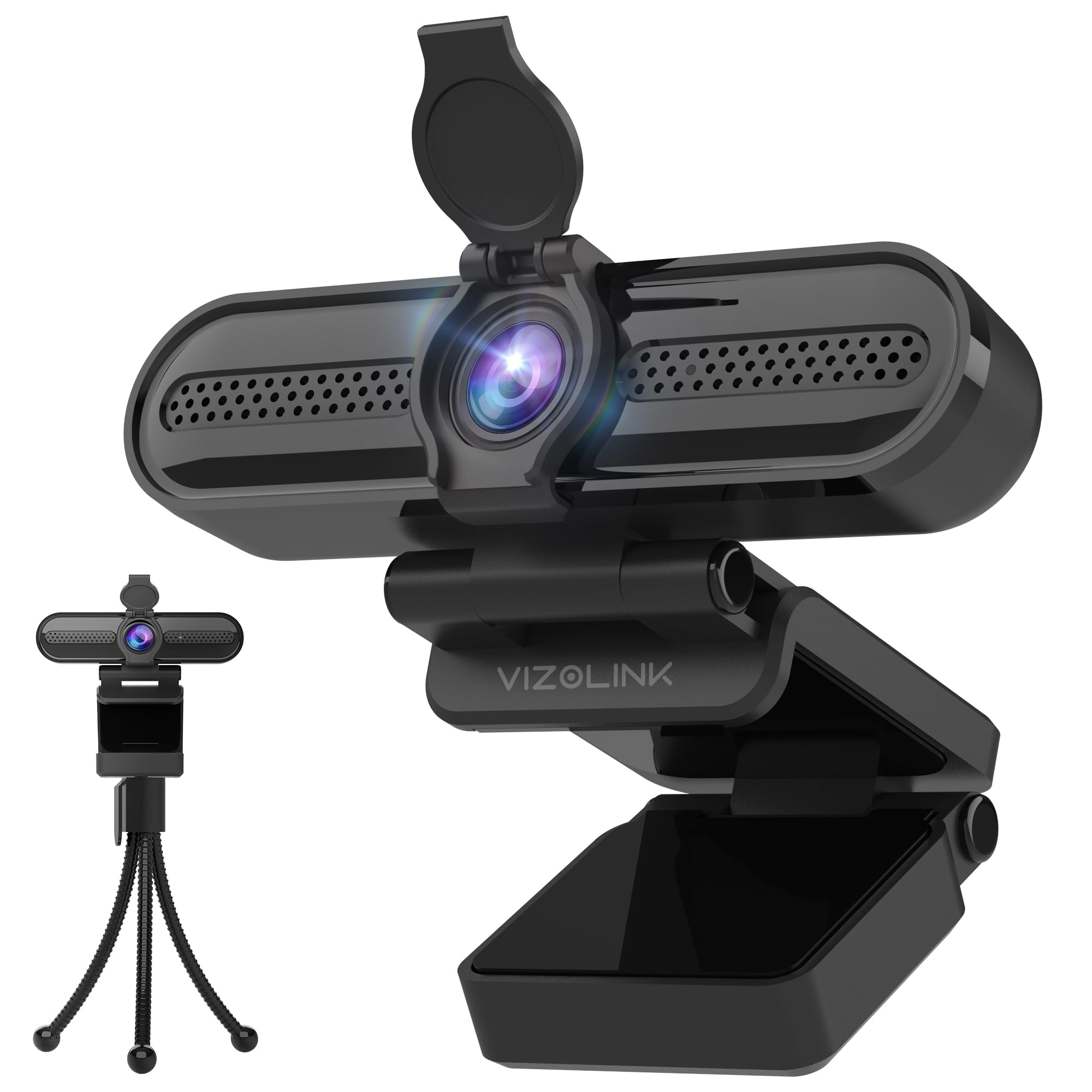 W4DS PRO 4K Webcam Cámara Web con 2 Micrófono Foco Automático, Corrección de Luz 78°Ángulo de Visión para Windows MacOS Linux Soporta Youtube Streaming Video Calling Zoom Videoconferencia (S)