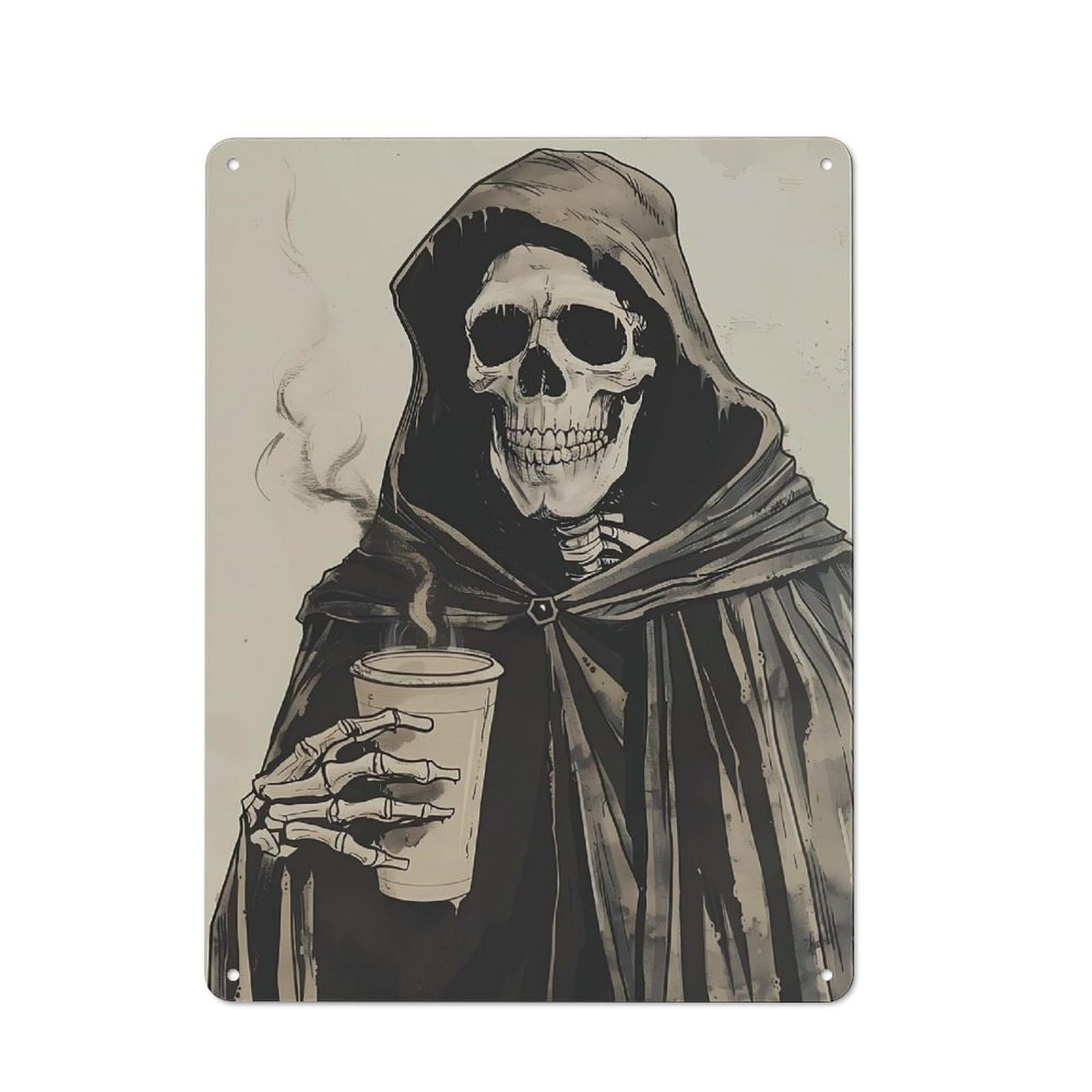 Skeleton Coffee Classic Metal Wall Decor 40x30cm, Metal Wall Plaque for Office, Study, Studio Or Hallway