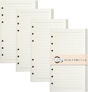 手帳リフィル バイブルサイズ 横罫 A6 【4冊セット】 180枚 6穴 DY.2ten システム手帳 メモ帳 リフィル バイブル 6穴 レフィル 中身 A6