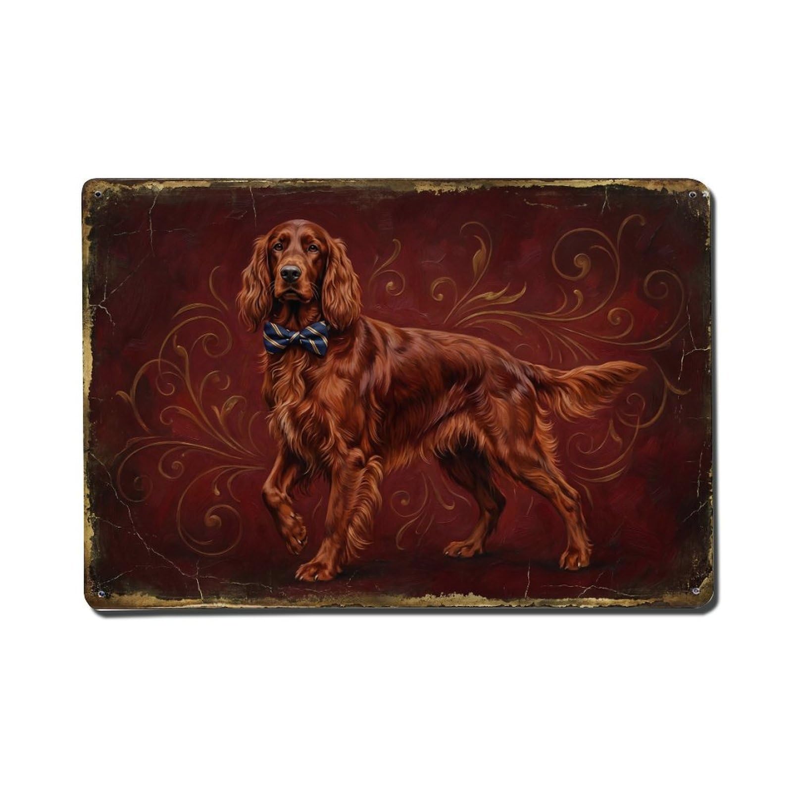Animal Dog Irish Setter Vibrant Lounge Pet Metal Tin Sign Plaque Wall Decor for Cafe, Club Bar, Office, Home Garden Metal Poster 8x12Inch