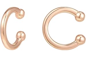 14K Rose Gold Plated Sterling Silver Round Huggie Ear Cuff Earrings for Women