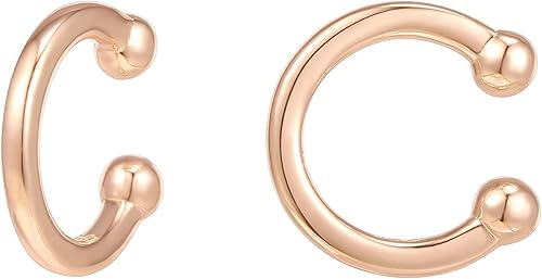 PAVOI 14K Gold Plated 925 Sterling Silver Round Huggie Ear Cuff Gold Earrings for Women Clip On Cartilage Cuff Earrings