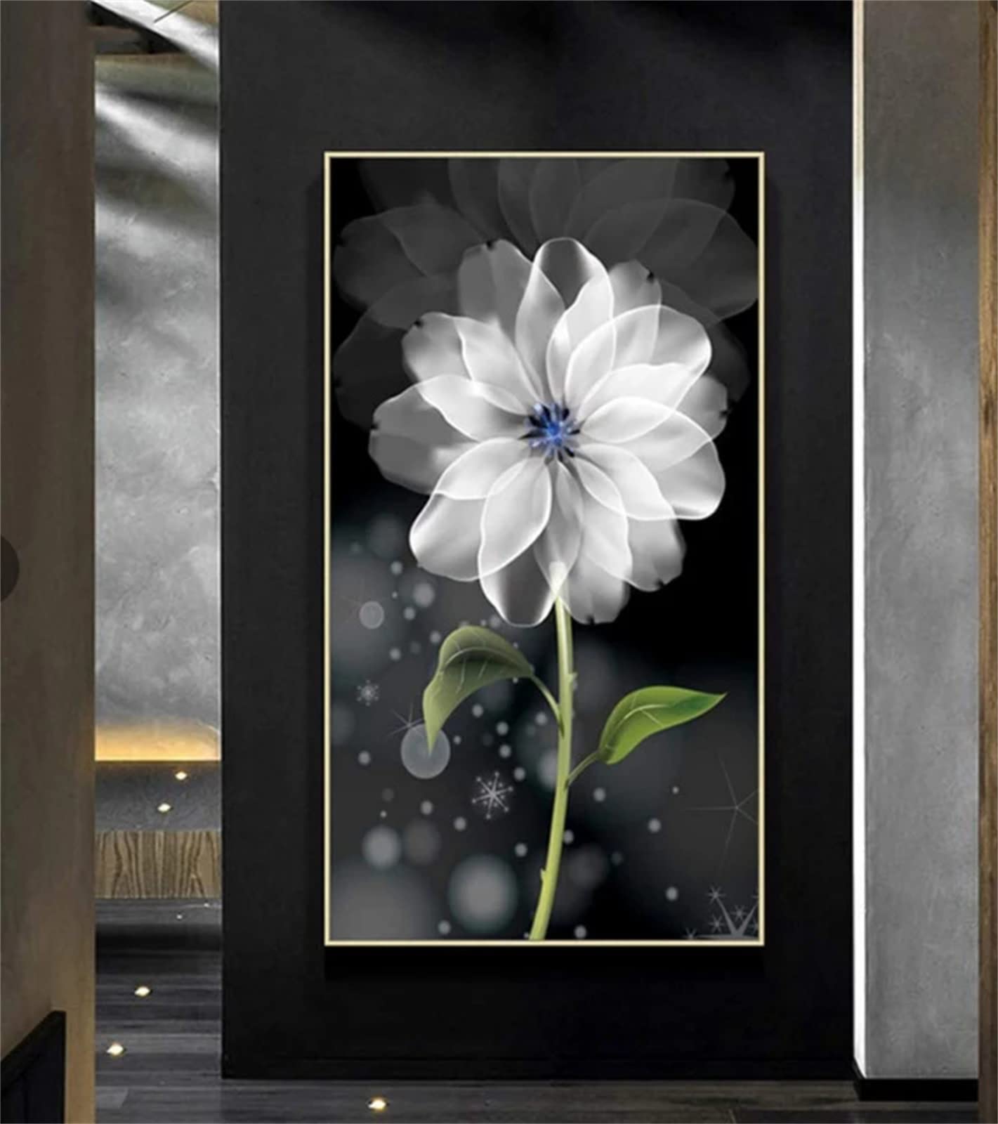 DIY zestawy do malowania diamentami 5D, pełne wiertło diamentowy obraz dla dorosłych i dzieci, kryształ górski haftowanie obrazy do dekoracji ścian domu - 60 x 120 cm / 24 x 47 cali (kwiat)