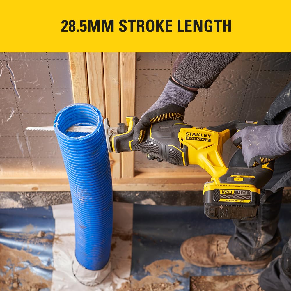 STANLEY FATMAX V20 Sierra Recíproca Inalámbrica Sin Escobillas, Sin Batería ni Cargador, 18V