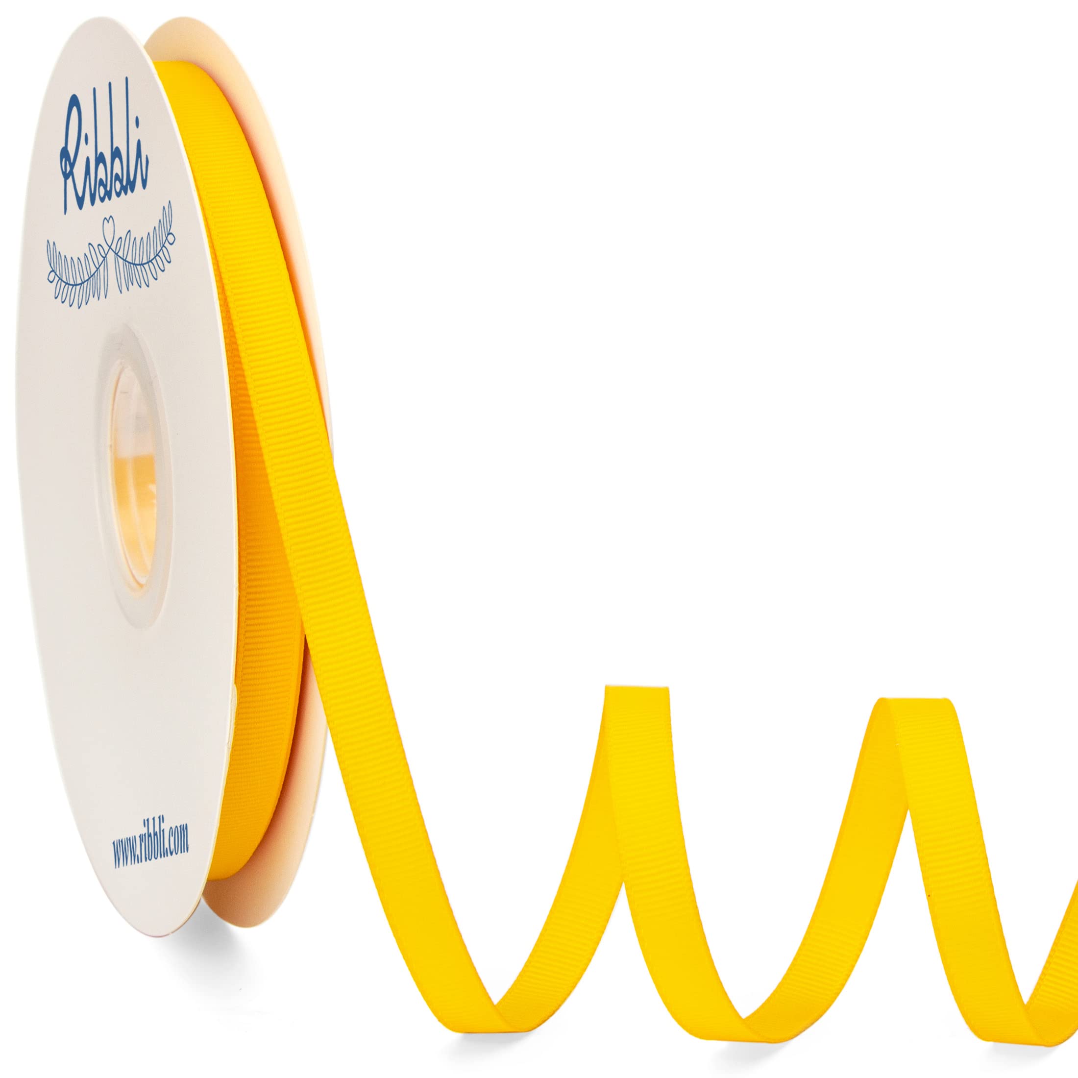 Ribbli Maize Yellow Grosgrain Ribbon, 3/8 inches x Continuous 50 Yards, Use for Bows DIY Hair Accessories,Gift Wrapping, Craft and Sewing