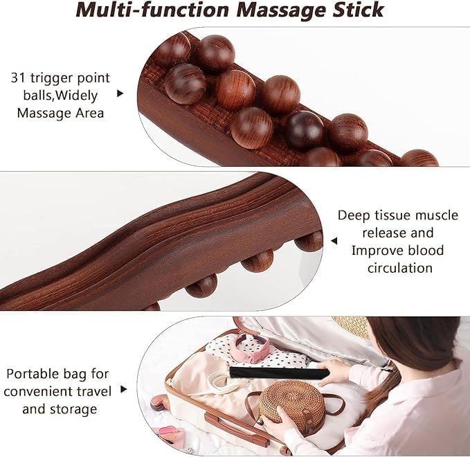 Massage Roller Stick Wood Gua Sha Equipment Wooden Scrapping Theraping Therapy Massage Body Shoulder For Body Shoulder Back Massage, Muscle Belly Relief Tool (10 Ball) Massage Roller Stick Wood Gua Sha Equipment Wooden Scrapping Theraping Therapy Massage Body Shoulder For Body Shoulder Back Massage, Muscle Belly Relief Tool (10 Ball)