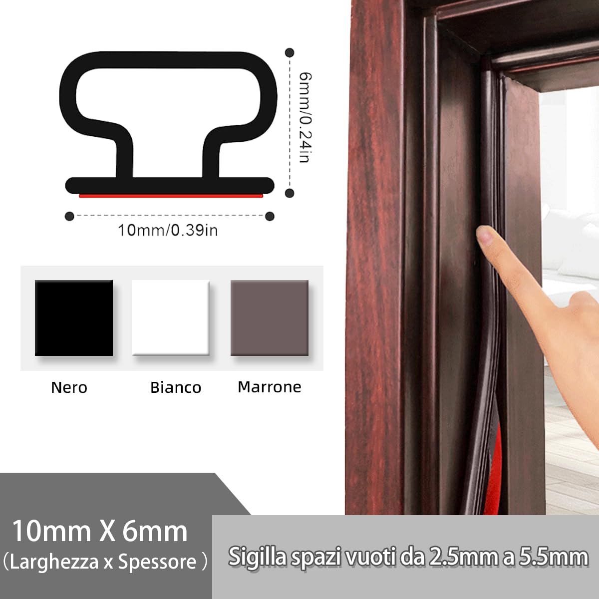 Nastro Sigillante Paraspifferi Per Finestre - Marrone, 20m - Foto 2