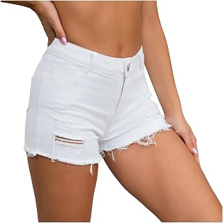2025 - Pantalones cortos de mujer de cintura alta con dobladillo rasgado pantalones cortos de mujer a rayas