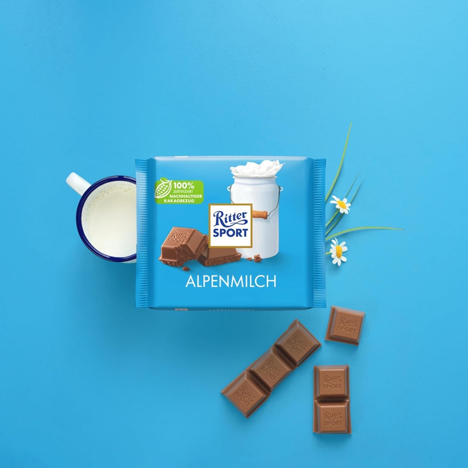 Ritter Sport 250g Alpenmilch, Feinste Vollmilchschokolade mit cremigem Geschmack, Schokoladen-Klassiker zum Teilen mit Freunden, 11 x 250g Tafeln