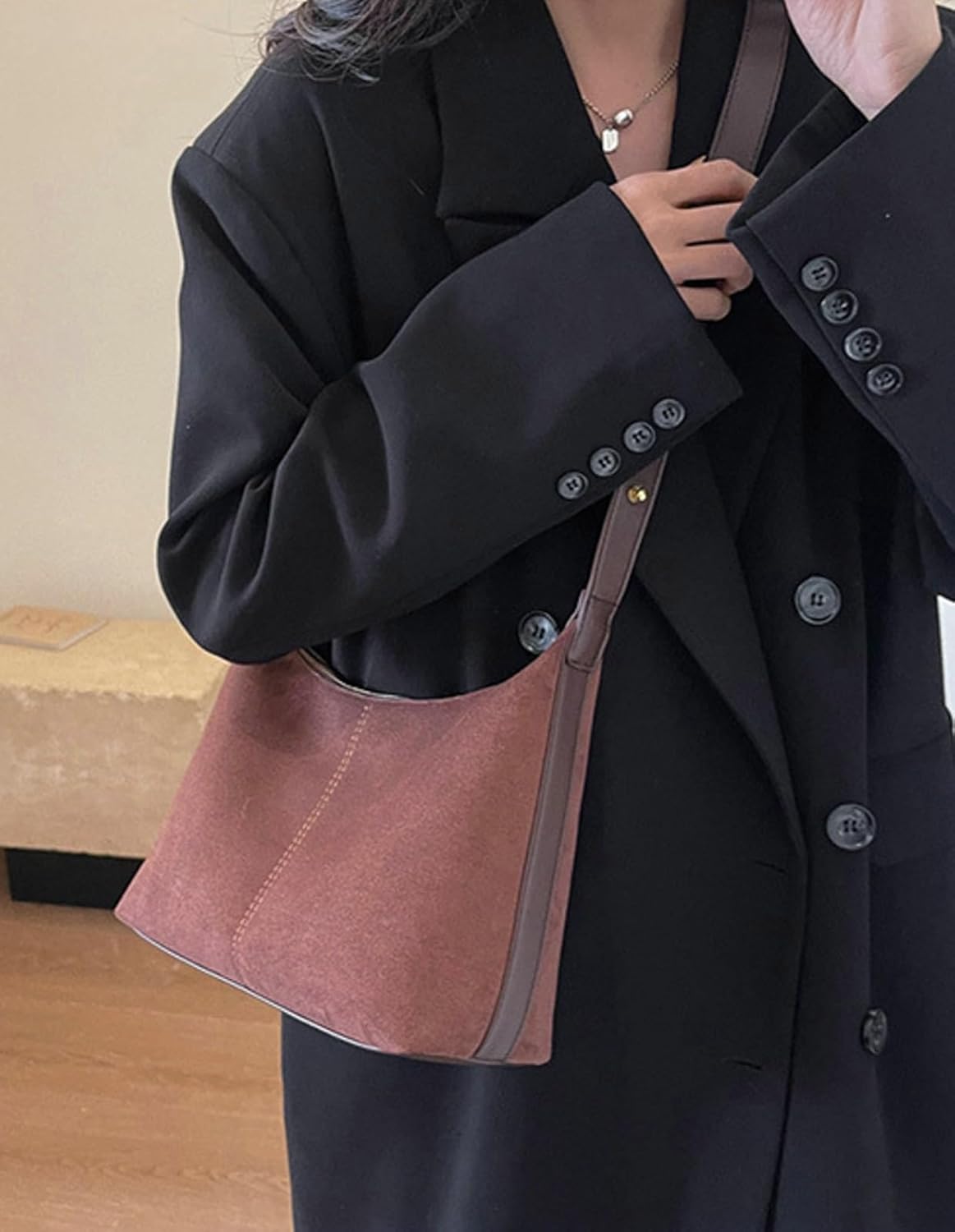 Suede Tote Bag Stylish Handbag Chic Small Crossbody Fall Purse Wallet Women Trendy 2025 Elegant Shoulder Bag - Image 4