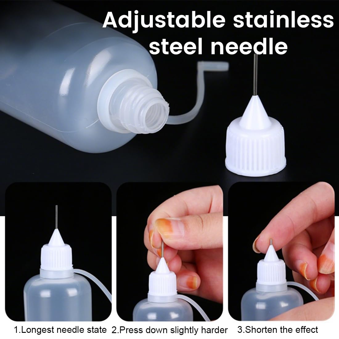 6 stuks lijmapplicator, kunststof druppels, precisie-lijmapplicator, kunststof flessen, druppelflessen, knijpflessen, flessen met naaldpunt (15 ml