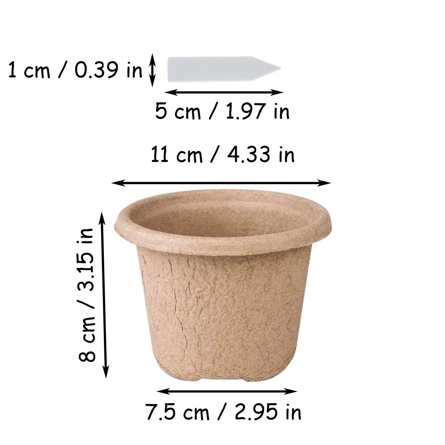 30 Pezzi Vasetti Per Piantine, Vasi Biodegradabil, Vasi Per Semi In Fibra Biodegradabile, Completo Con 30 Etichette In Plastica, Per La Propagazione Delle Piante, Semi, Fiori, Frutta e Verdura