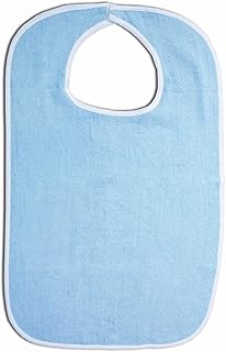 Essential Medical Supply Reusable Clothing Protector and Bib - Terrycloth Front and Waterproof Back for Continual Use, Machine Washable, Blue, 18 Inch X 30 Inch