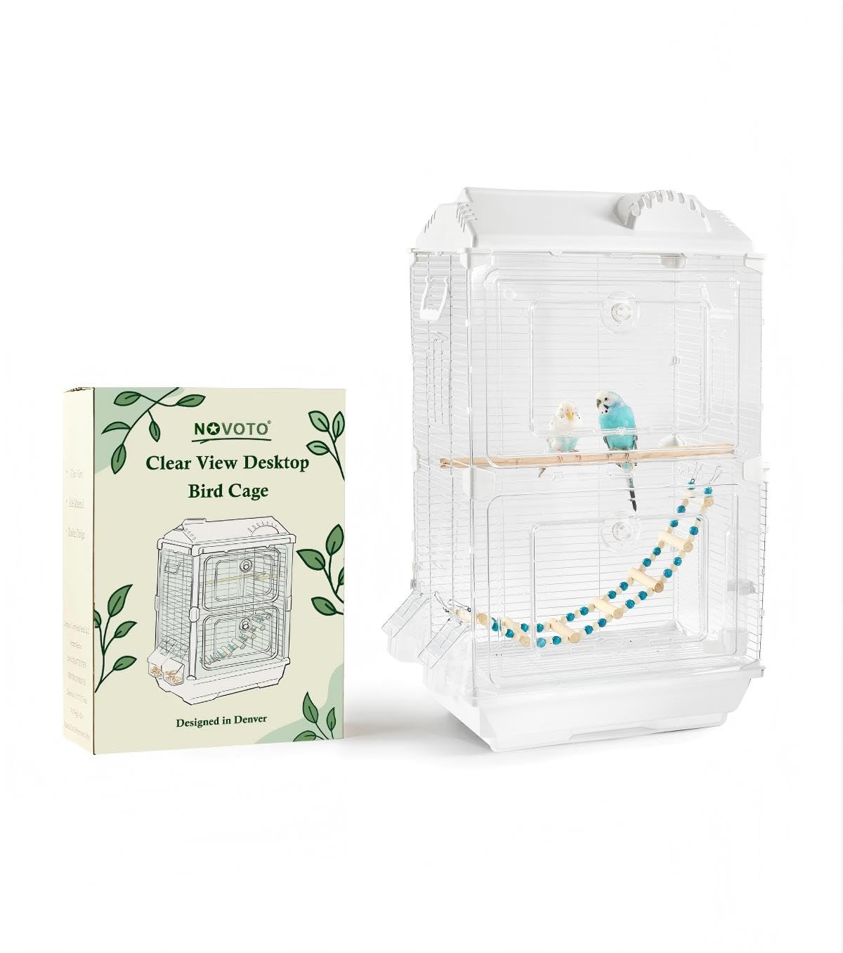 Clear View - Jaula de pájaros mediana para principiantes, jaulas de respaldo ideales para viajes, portador, cría de aves o rescate