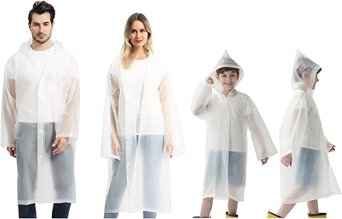 Opret 2 impermeables para adultos + 2 impermeables para niños, color blanco