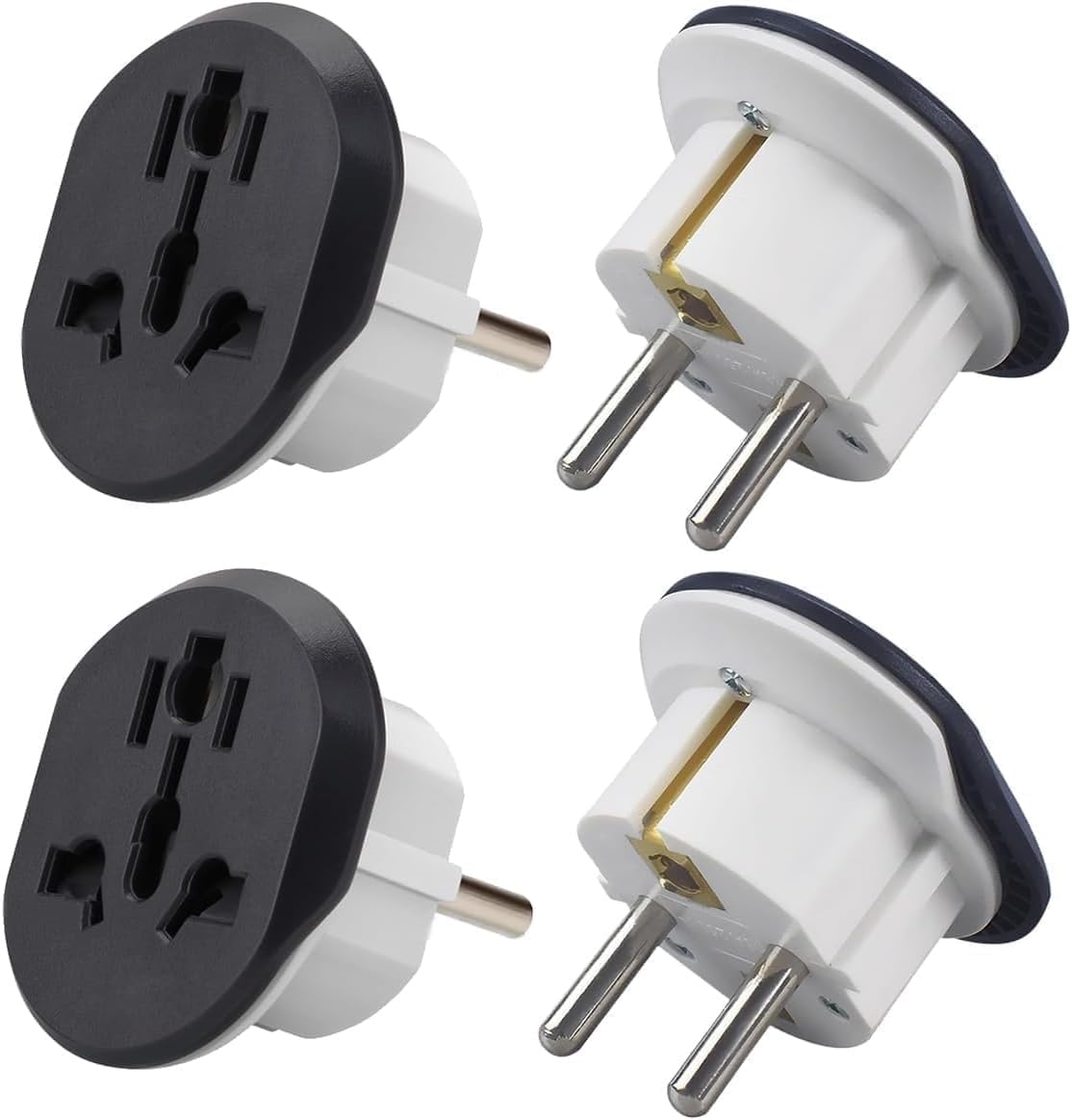 INFLUX Universal Travel Adapter, 4-Pack International Plug Adapter–Essential Multi-Plug Extension Plug Socket for Travel, Plug Converter, UAE, USA, EU, UK, AU, CN to KSA/EU/Germany Socket