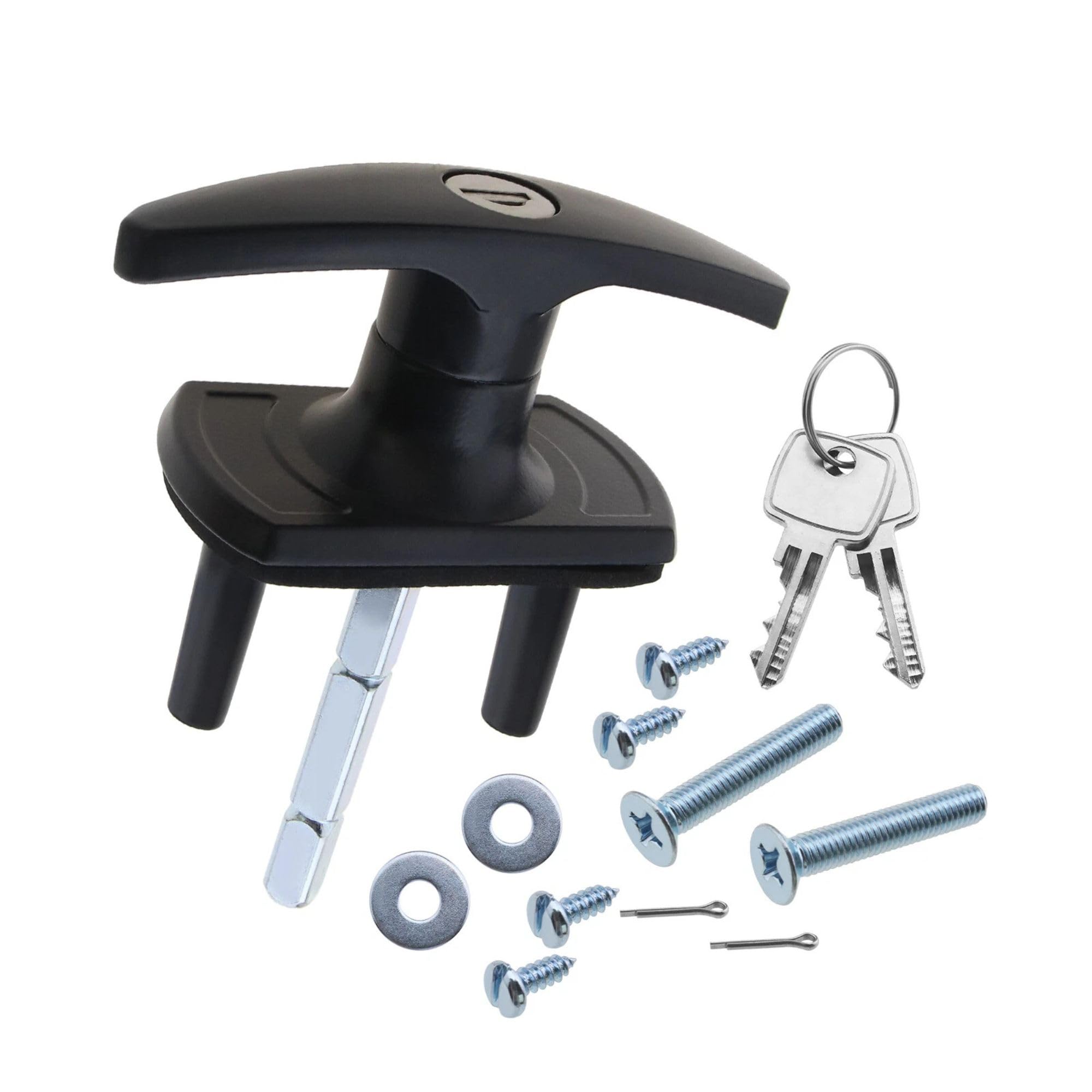 Pa Products Black Garage Door T-Handle Lock 75Mm Shaft, 35Mm Fixing Spigots For Cardale & Henderson Doors Replacement Security Lock Kit