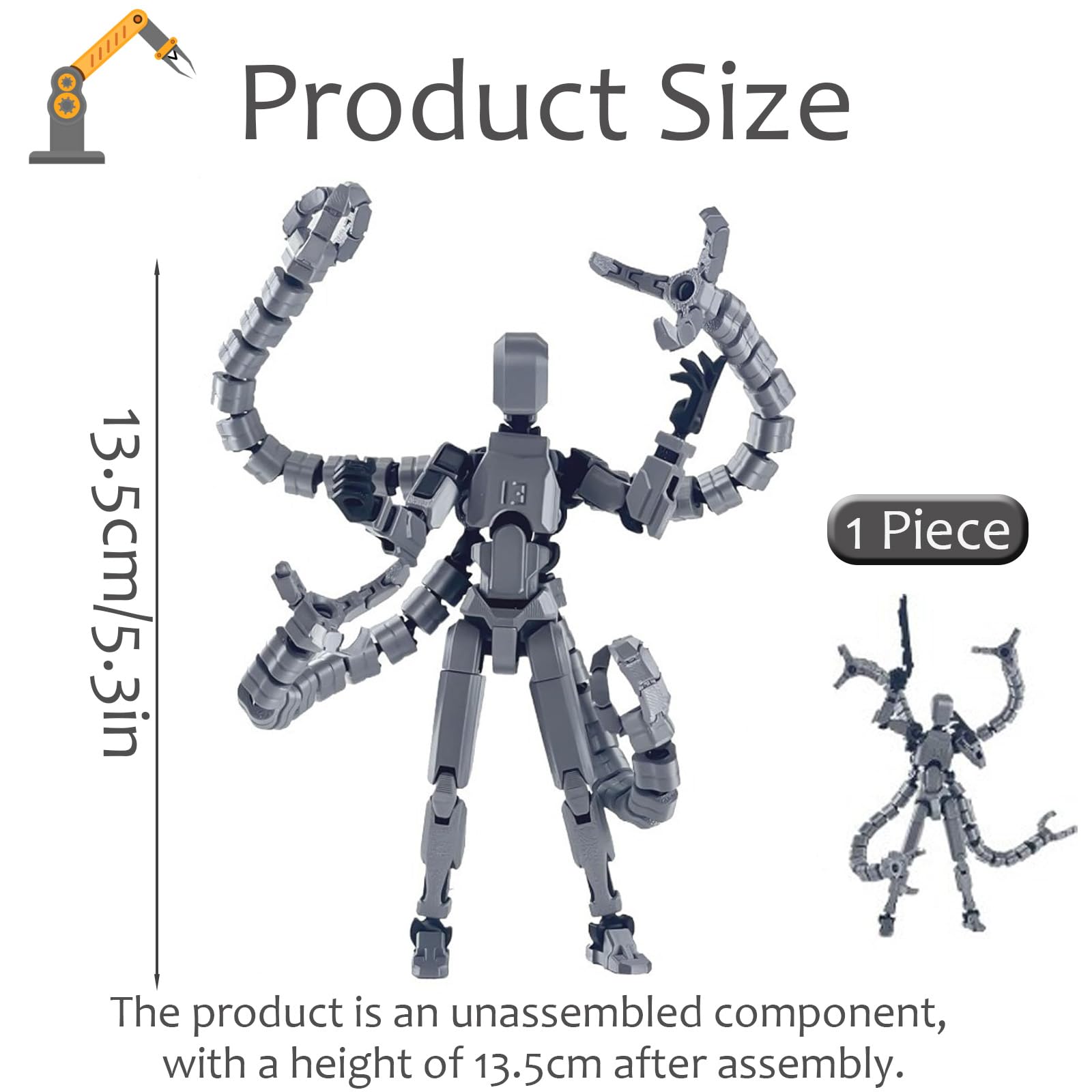T13 Action Figure, Titan 13 Dummy 13 3D Printed Kit, Black Silver Octopus Doctor DIY Movable Joint Model - Image 2