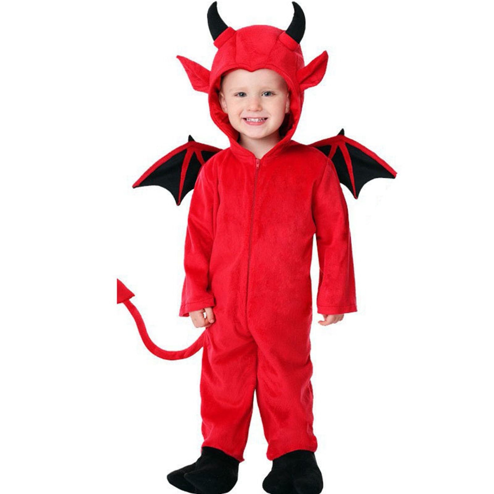Costume Kids Halloween Devil Costume for Kids Toddler Baby Red Halloween Jumpsuits with Shoes Cute Cosplay Clothes Dress Up Party Childs Little Fancy Dress