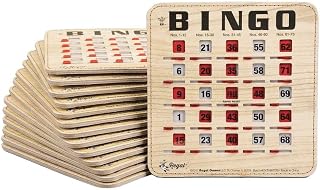 Regal Bingo Bulk Bingo Cards with Sliding Windows - Reusable Bingo Game Cards for Adults Large Group - 100 Pack, Woodgrain