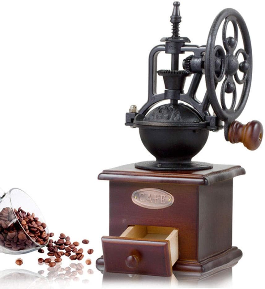 Manual Coffee Grinder Antique Cast Iron Hand Crank Coffee Mill With Grind Settings & Catch Drawer 120 x 120 x 260mm