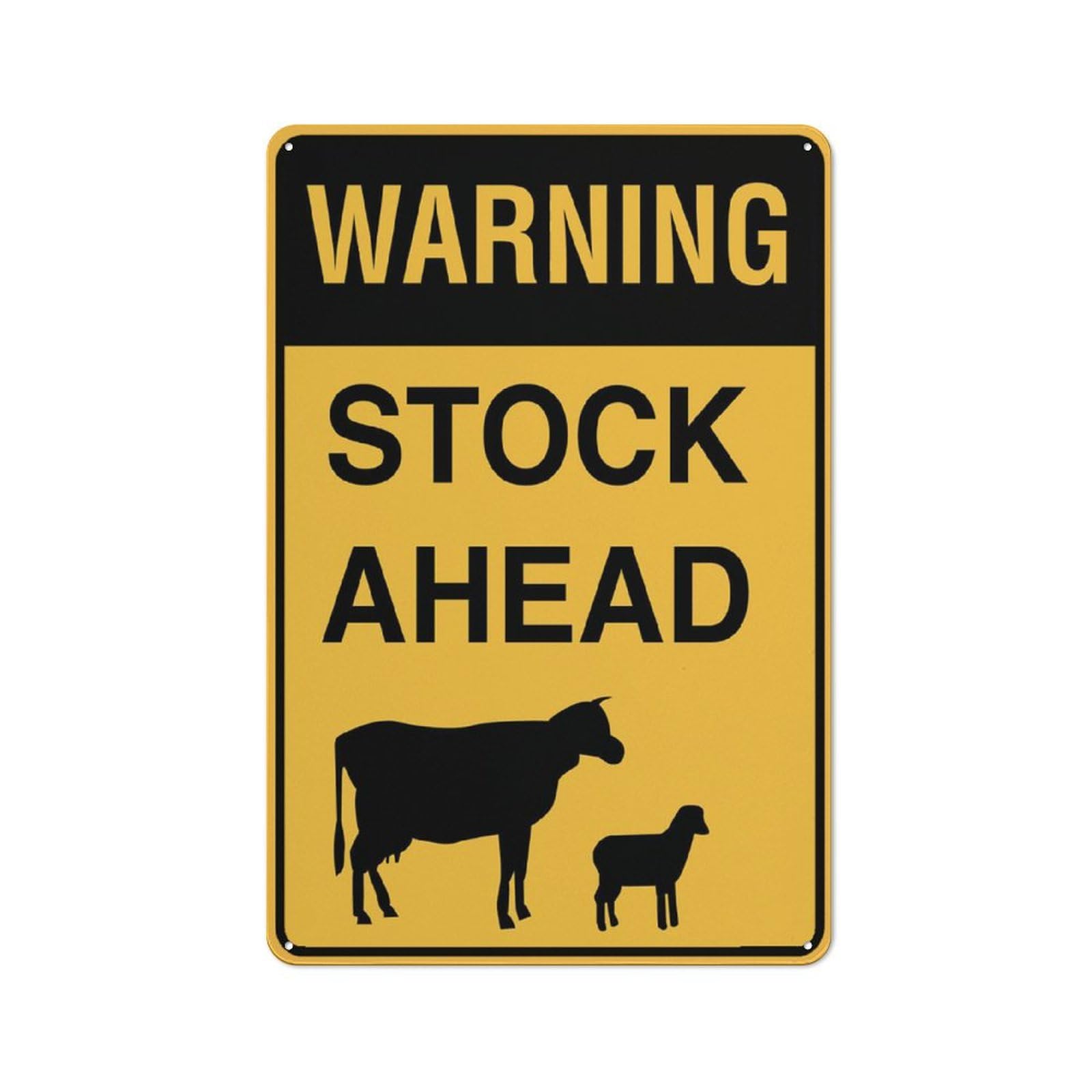 Peiyeety A002 Metal Tin Sign Warning Livestock Stock Ahead Safety Sign, Rust-Proof Metal Vintage Wall Art For Farm Ranch Country Road Public Area, Outdoor Indoor Use, 6X8 Inch