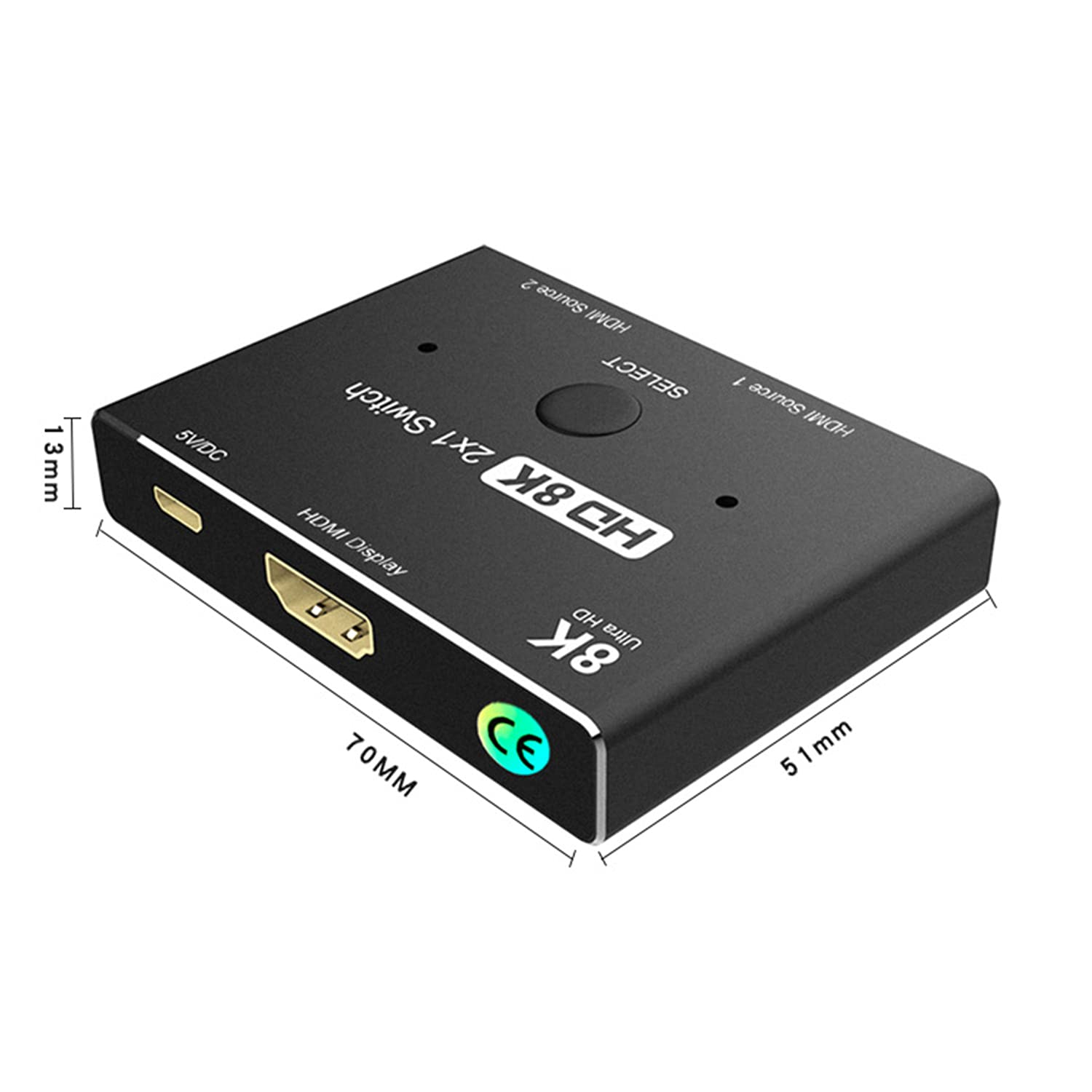 Switcher 2.1 compatibile HDMI 2 in 1 out 8K a 60Hz 4K a 120Hz Ultra HD KVM Switcher 2x1 Adattatore per PS4/5 TV Box HDTV Xbox Proiettore