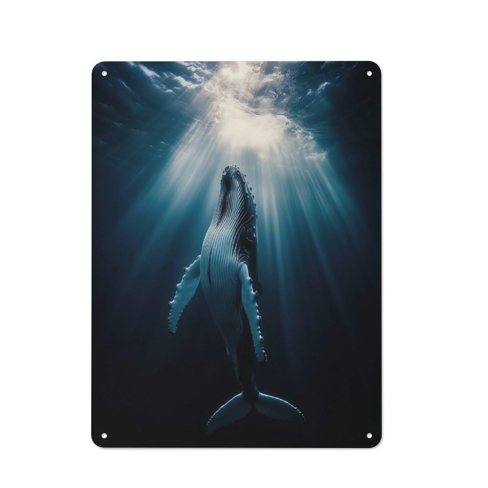 Humpback Whale Underwater Metal Wall Sign 40x30cm, Loft Style Urban Room Decor for Flat, Bar, Studio Or Gallery Wall