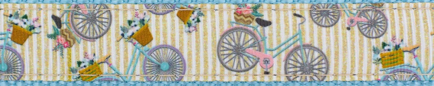 Country Brook Design - Vintage Bicycles Ribbon on Ocean Blue Nylon Webbing