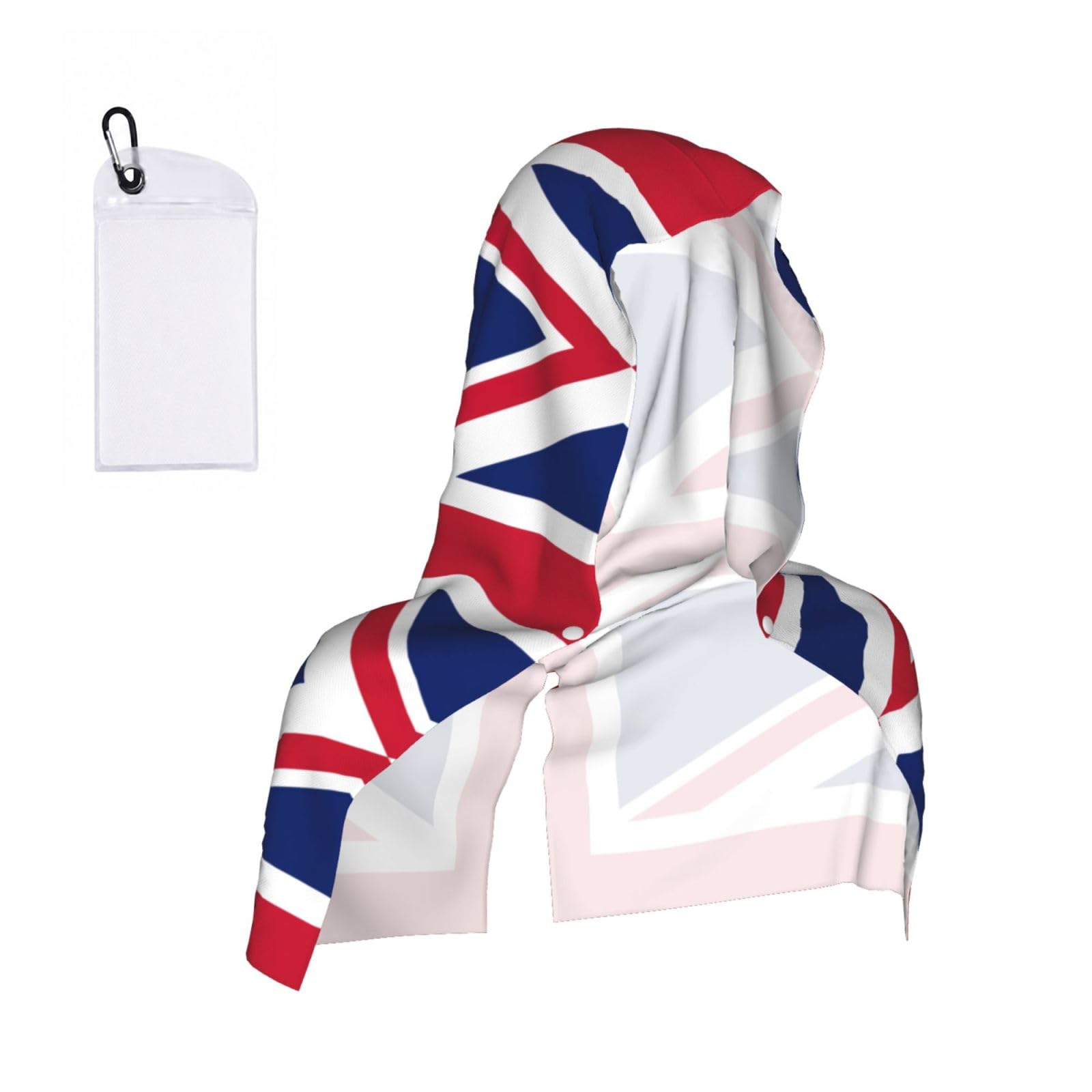 Yqxwjl Unisex Black British Flag Print Unsex Cooling Hoodie Towel, Cools Instantly When Wet Sun Protection For Sports Fitness Gym