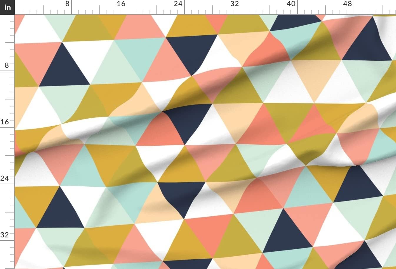 Spoonflower Fabric - Triangle Wholecloth Cheater Quilt Top Coral Printed on Upholstery Velvet Fabric Fat Quarter - Upholstery Home Decor Bottomweight Apparel