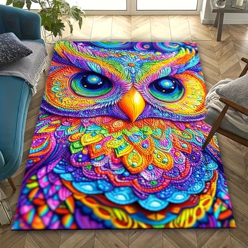 Tapis de chambre en mousse mémoire douce imprimé hibou 3D - 2