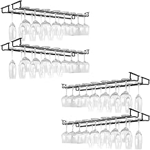 HEYOUTH Wine Glass Hanger, Wine Glass Holder, Glass Hanger for Bar, 8 Pieces 40 cm Wall Wine Glass Holder with Screws Supports 64-80 Cups for Family, Restaurant, Hotel Bar