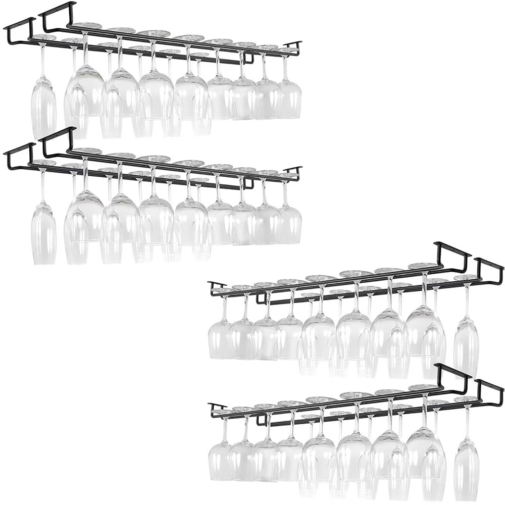 HEYOUTH Porte-gobelets sous meuble pour verres suspendus, porte-bouteilles de plafond, 8 verres à vin pour garder les verres au sec sous meuble 64 à 80 verres à vin, avec vis pour bar Ristoran