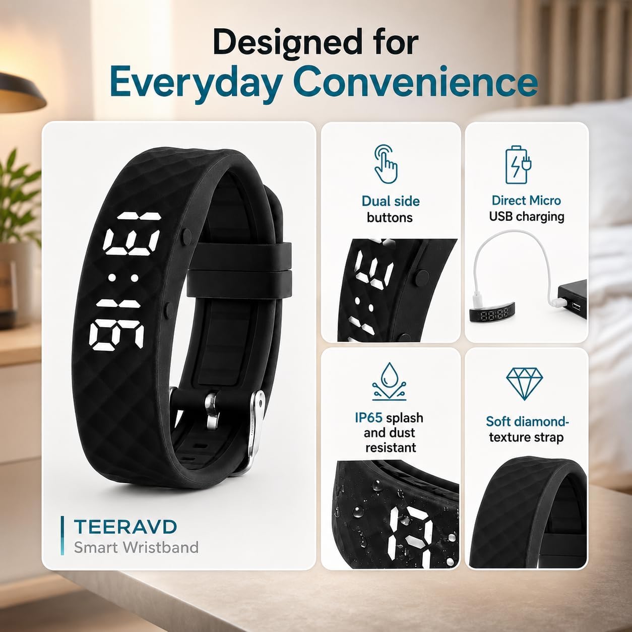 Vibrating Wristband Alarm Clock for Heavy Sleepers Vibration Wrist Bracelet Silent Watch Shock Loud with Wake Adults Wearable Deaf Shocking ADHD Vibrate Bands People Despertador Alarma