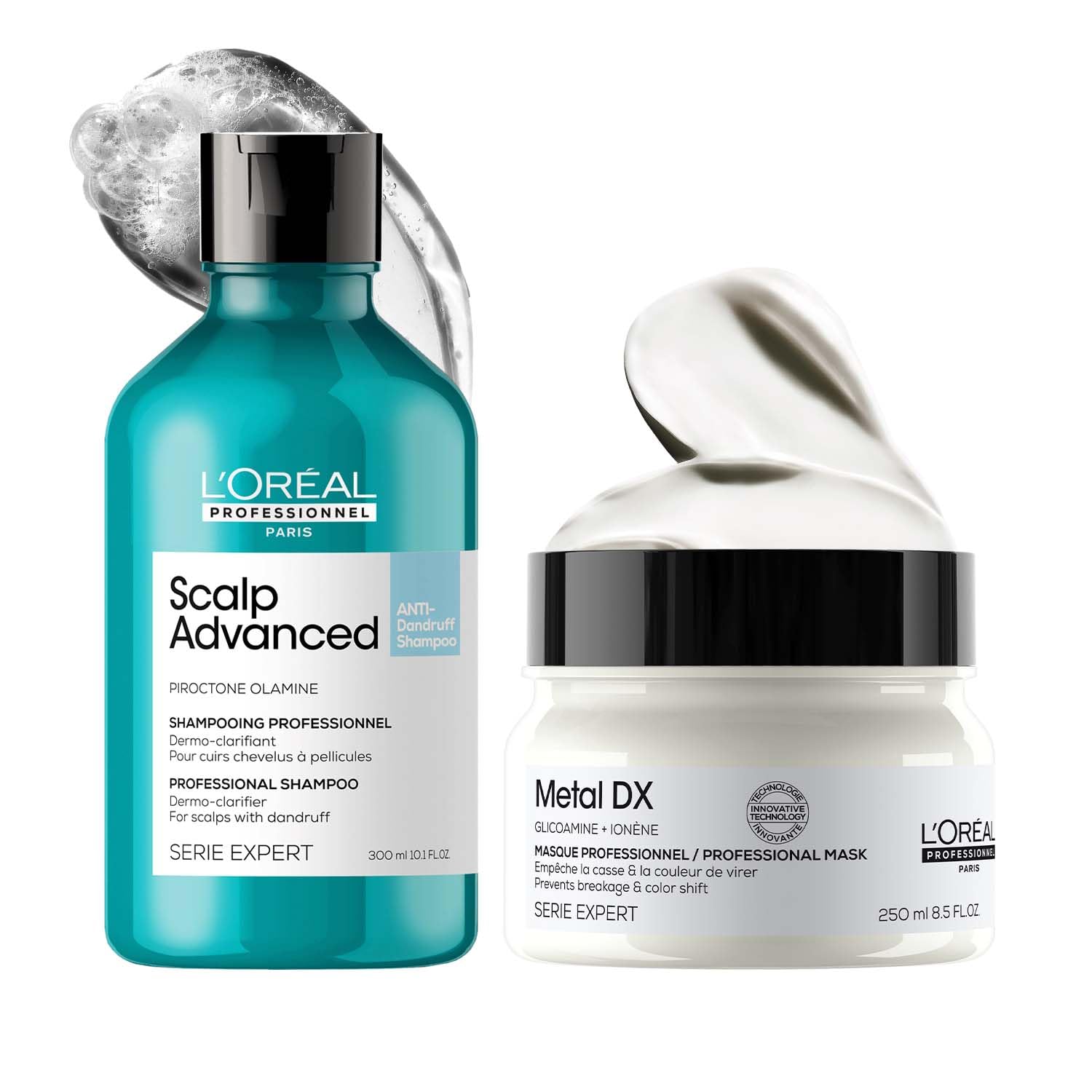 L'OREAL PROFESSIONNEL PARIS Scalp Advanced Anti-Dandruff Dermo-Clarifier Shampoo 300 Ml + L'Oreal Professionnel Metal Dx Anti-Deposit Protector Hair Mask, Serie Expert (250 Ml)-image-29