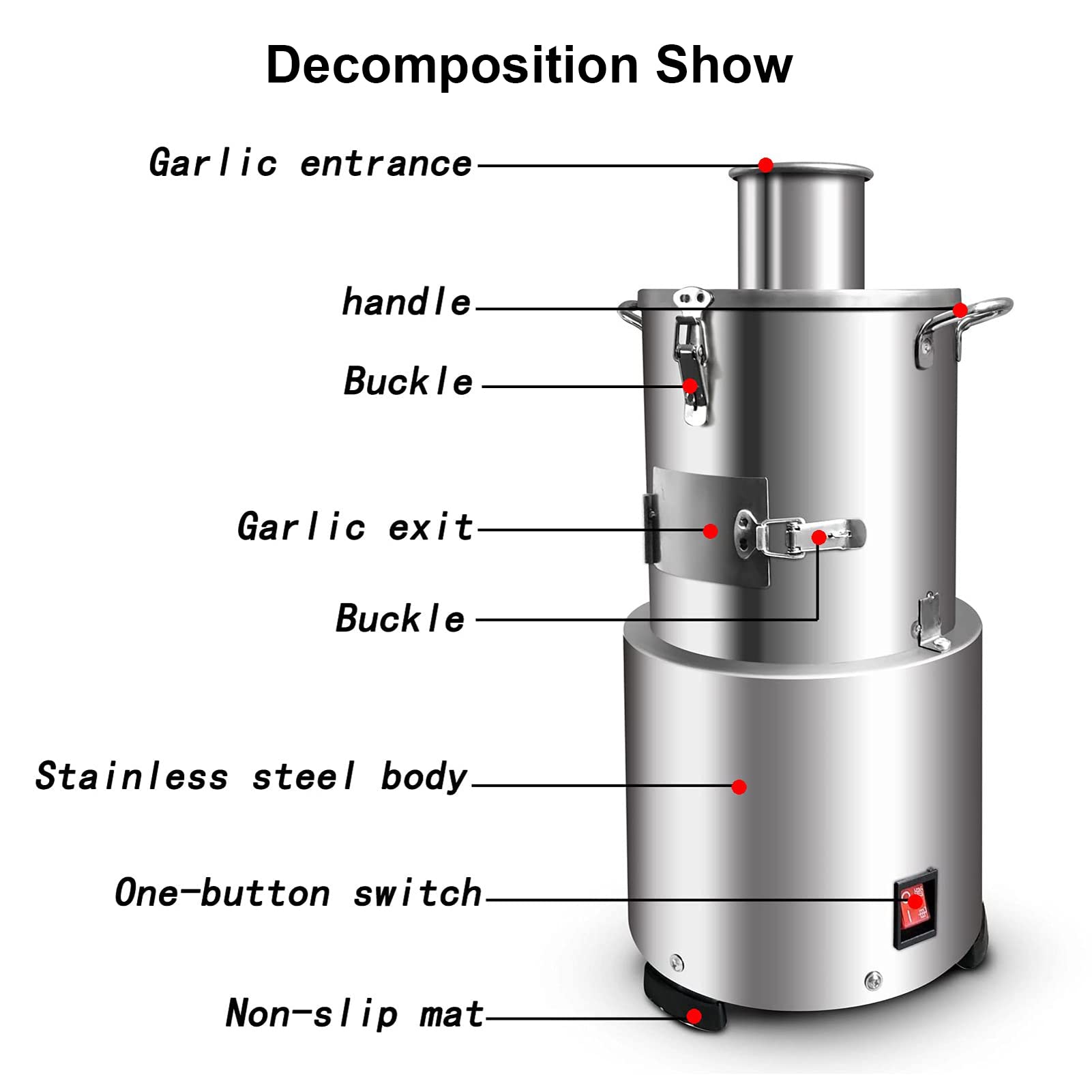 Éplucheuse d'ail Commerciale, éplucheuse d'ail entière en Acier Inoxydable, séparateur d'ail électrique, 30 kg/h, Outil d'épluchage d'ail pour Restaurant