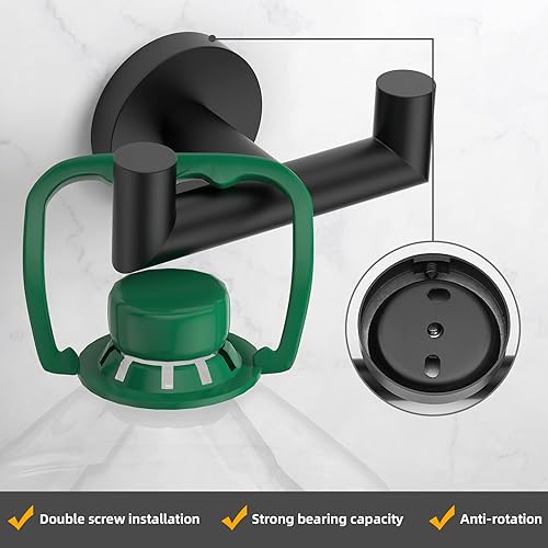 Miniatura 4 de Paquete de 2 ganchos dobles para toallas de baño, ganchos de ducha de acero inoxidable SUS304, colgador de toallas de mano para baño, dormitorio,