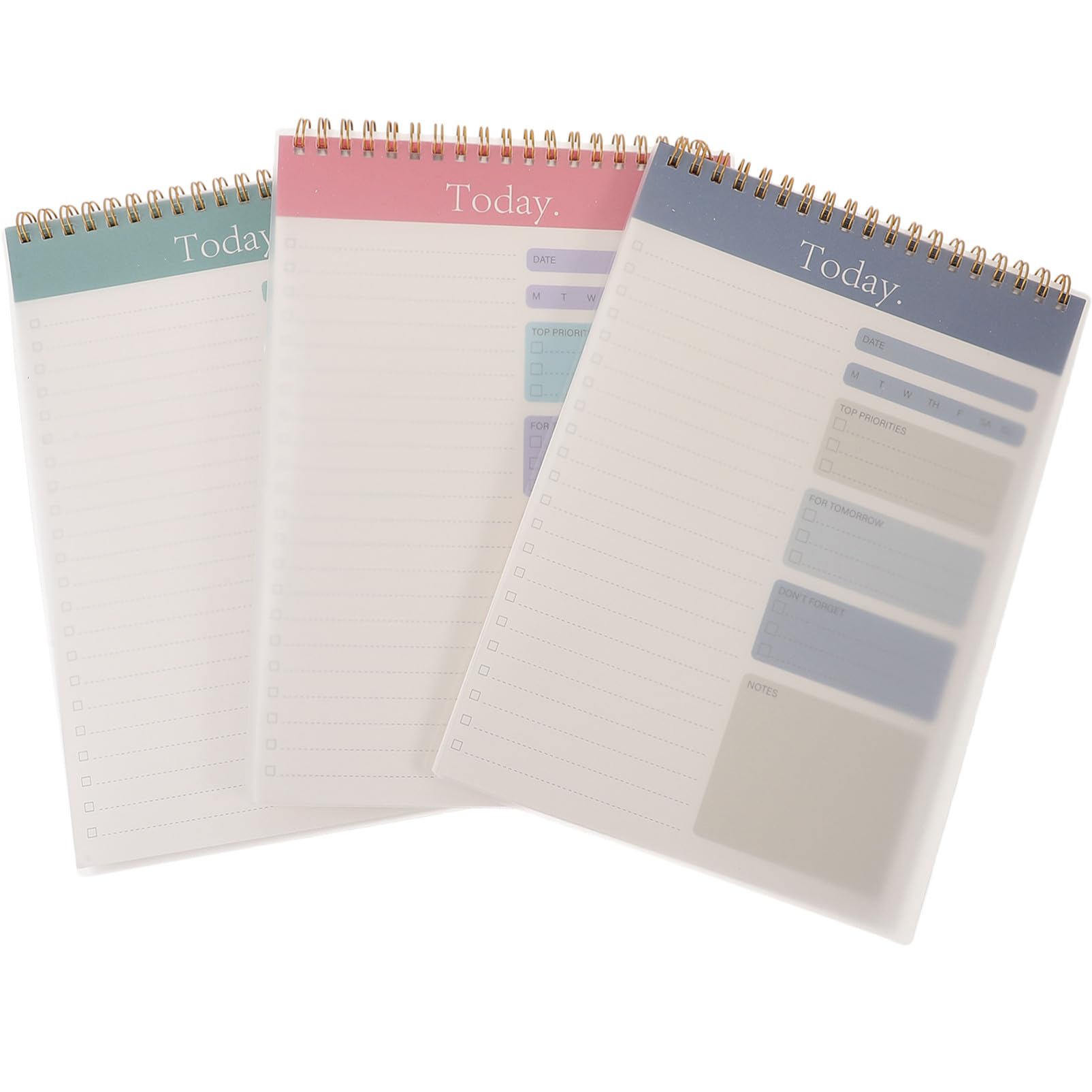 3 Stück Teiliges Tragbares Daily Planner Notizbuch mit Spiralbindung Undatiert Praktische To do listen Memo Pads und Einkaufsliste Leicht Dekorativ für Schule und Büro