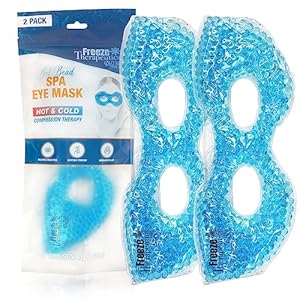 USA Merchant – 2 Redesigned Therapeutic Spa Gel Bead Eye Masks – Hot/Cold Reusable Ice Packs with Flexible Beads – Compress Therapy for Puffy Eyes, Dark Circles, Headaches, Migraines, Stress Relief