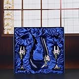 Classic Wine Carafe with Enamel Design, Lead-Free Crystal Glass, Wide Stable Base & Easy-Clean Neck for All Wines(Purple-1 Decanter+2 Cups)